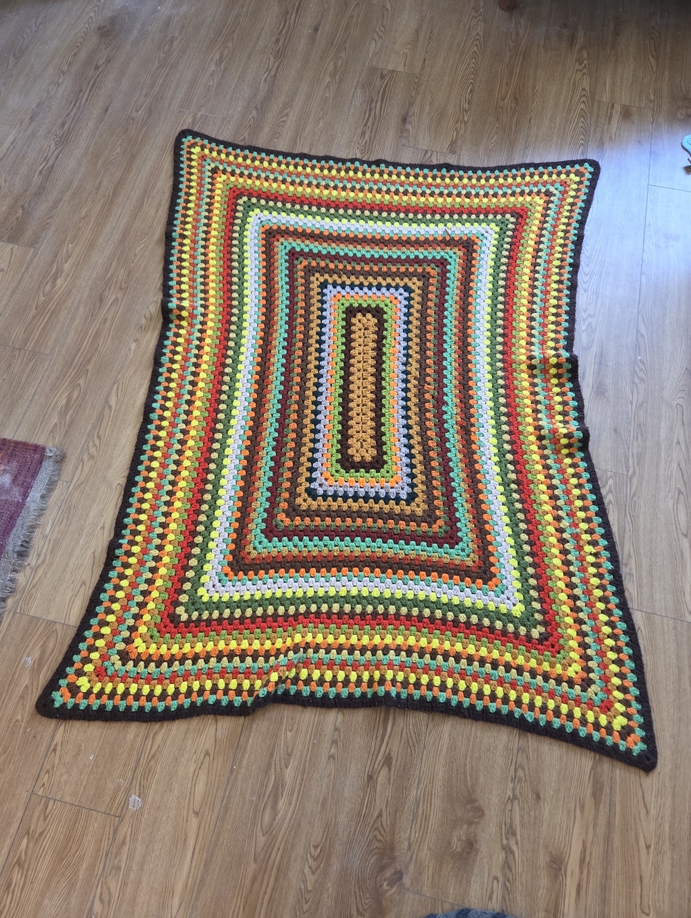 Colorful Continuous Granny Square Crochet Blanket - 58x44 Cozy Home Decor